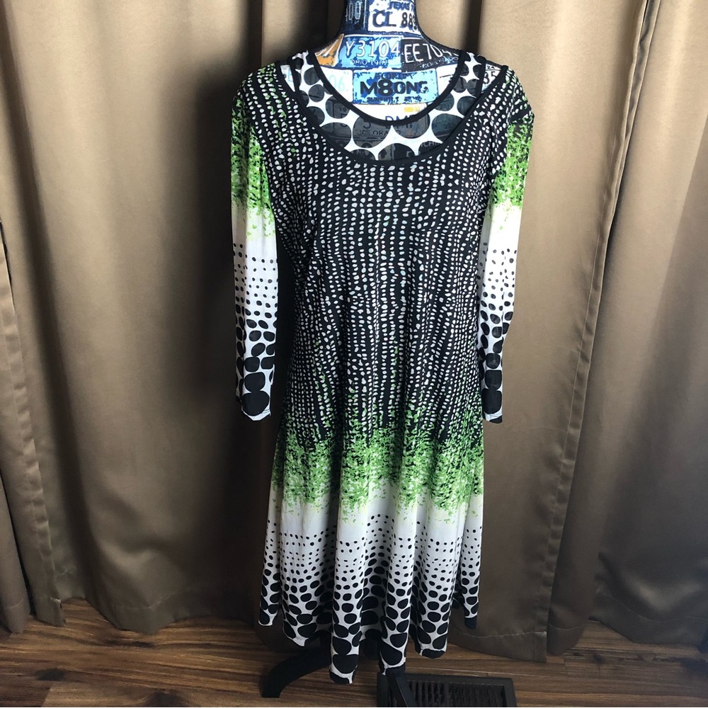 Elena Wang  Mesh Layered Polka Dot Dress